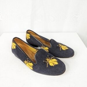 Stubbs & Wootton Bee Bug Needlepoint Slipper Loafers Flats Size 5.5